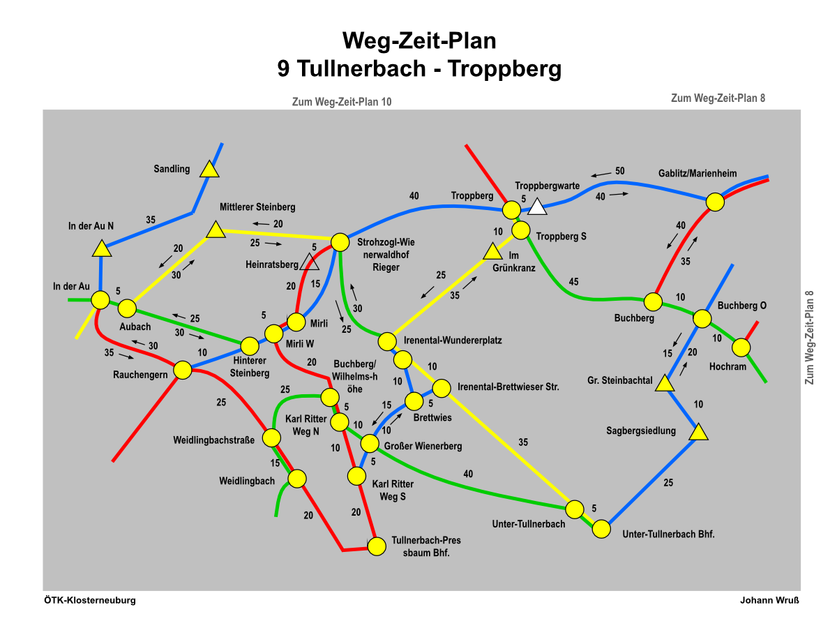 Weg-Zeit-Plan 9  Tullnerbach - Troppberg